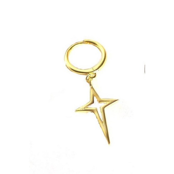 14k Plated 925Sterling Silver Cross Unisex Earring - Picture 8 of 10